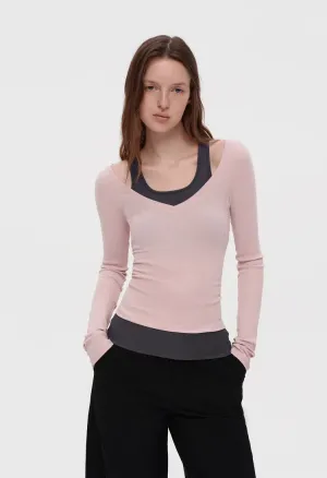 Layered Illusion Ribbed Knit Long Sleeve