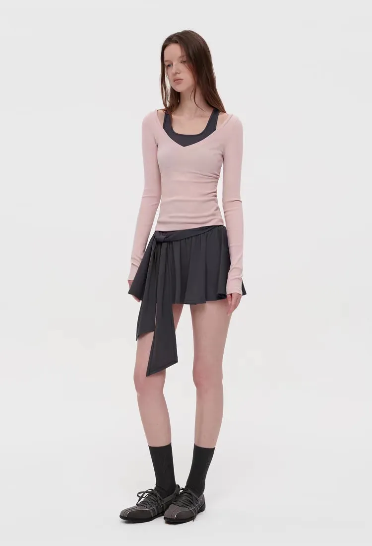 Layered Illusion Ribbed Knit Long Sleeve