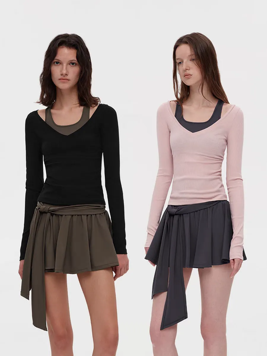 Layered Illusion Ribbed Knit Long Sleeve
