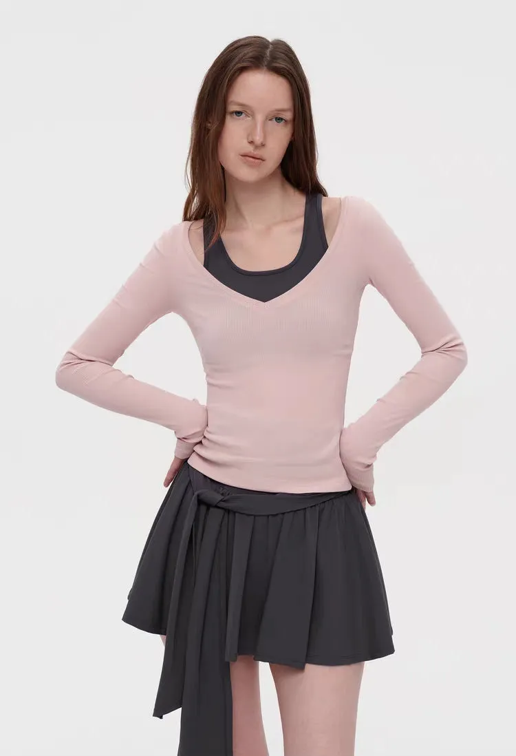 Layered Illusion Ribbed Knit Long Sleeve