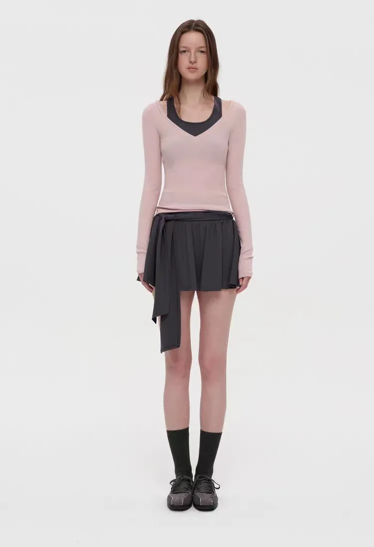 Layered Illusion Ribbed Knit Long Sleeve