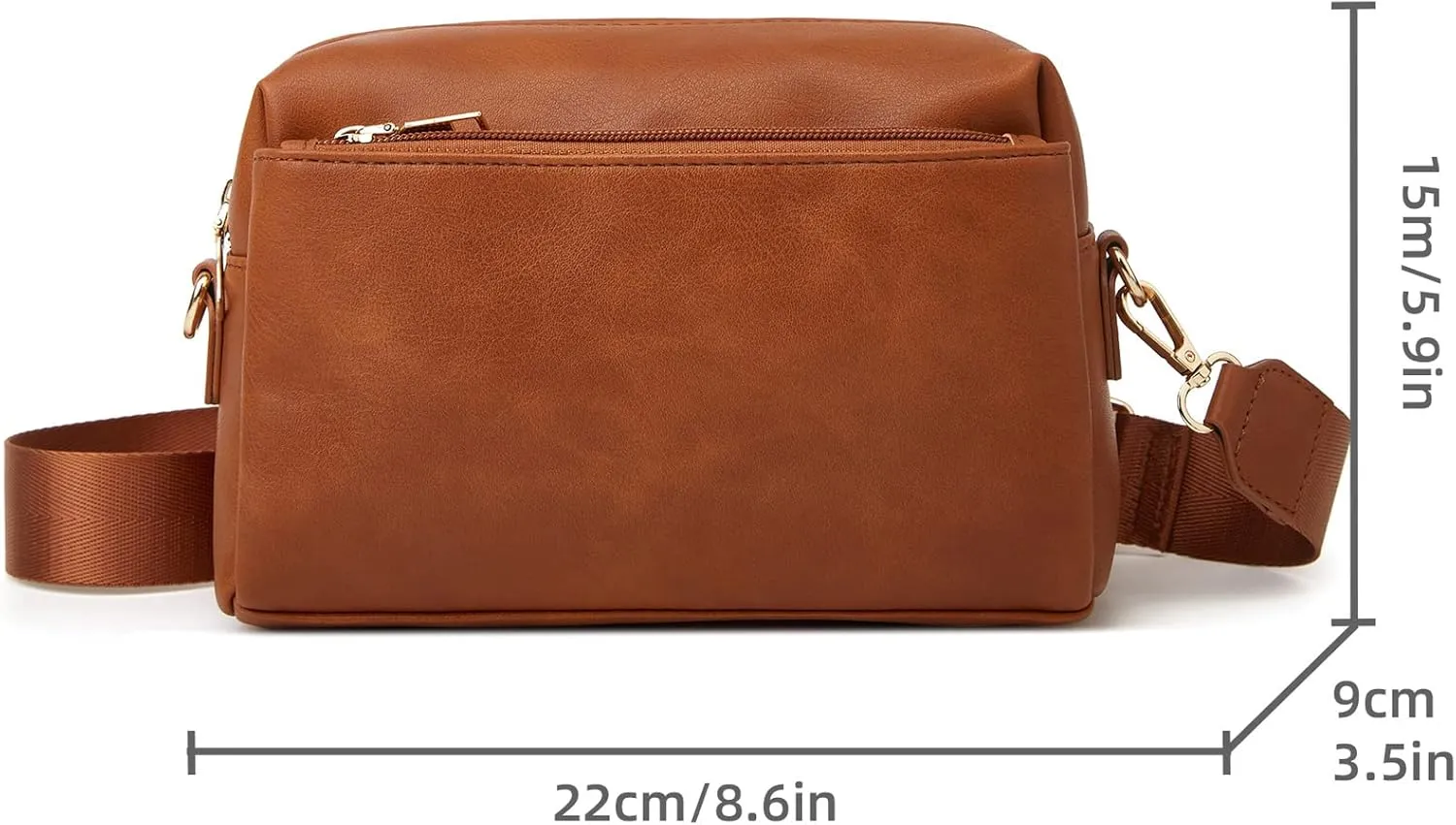 Leather Crossbody Women, Small Shoulder for Ladies, Wide strap Simple Square Purse