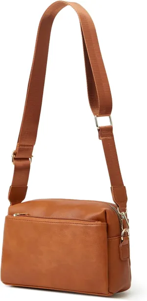 Leather Crossbody Women, Small Shoulder for Ladies, Wide strap Simple Square Purse