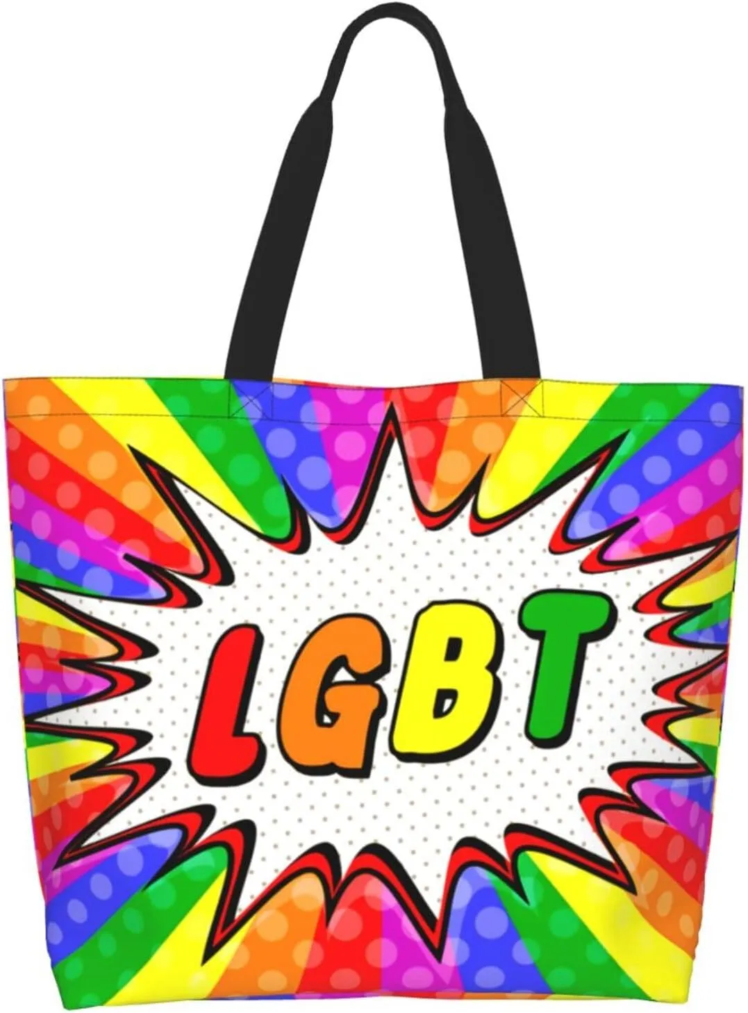 Lgbt Rainbow Hearts Tote Bag For Women MenLGBT Pride Shoulder Bag Rainbow Handbag For Shopping, Work, Travel