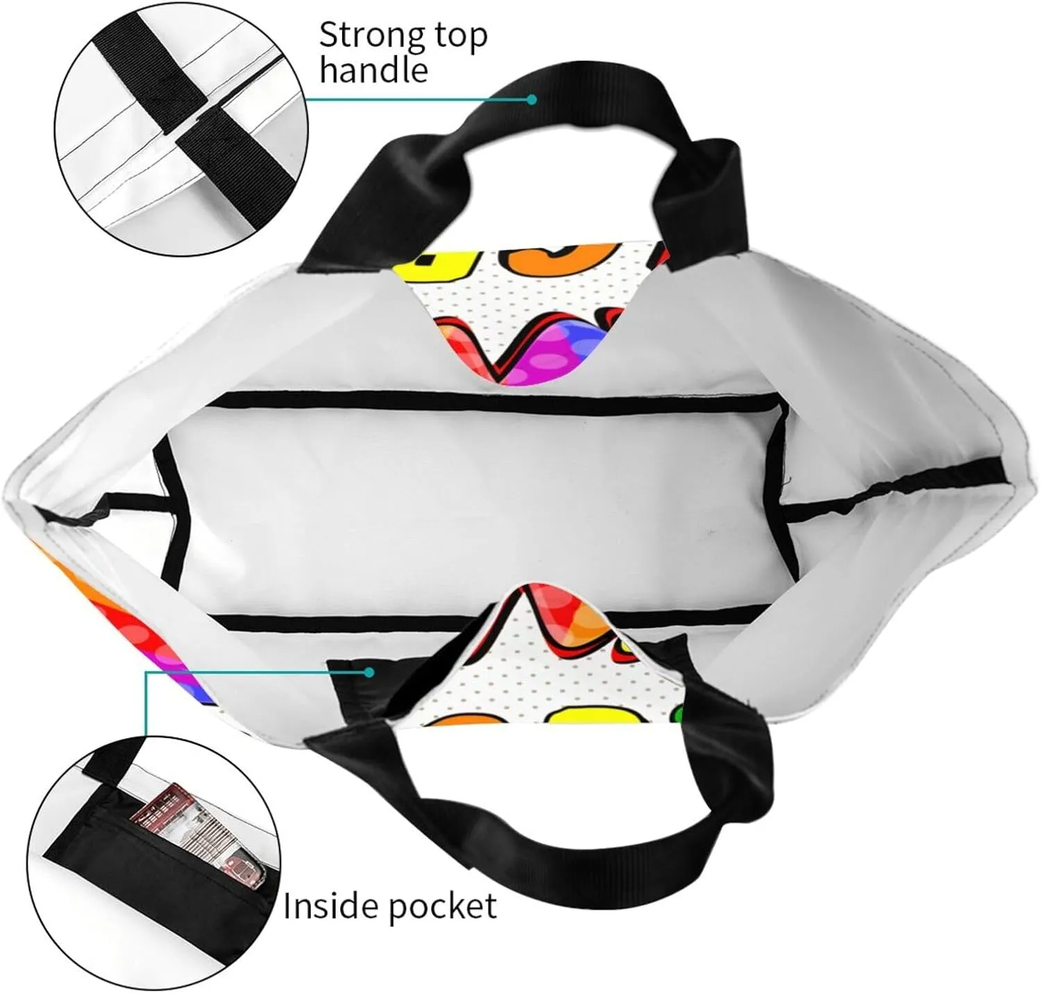 Lgbt Rainbow Hearts Tote Bag For Women MenLGBT Pride Shoulder Bag Rainbow Handbag For Shopping, Work, Travel