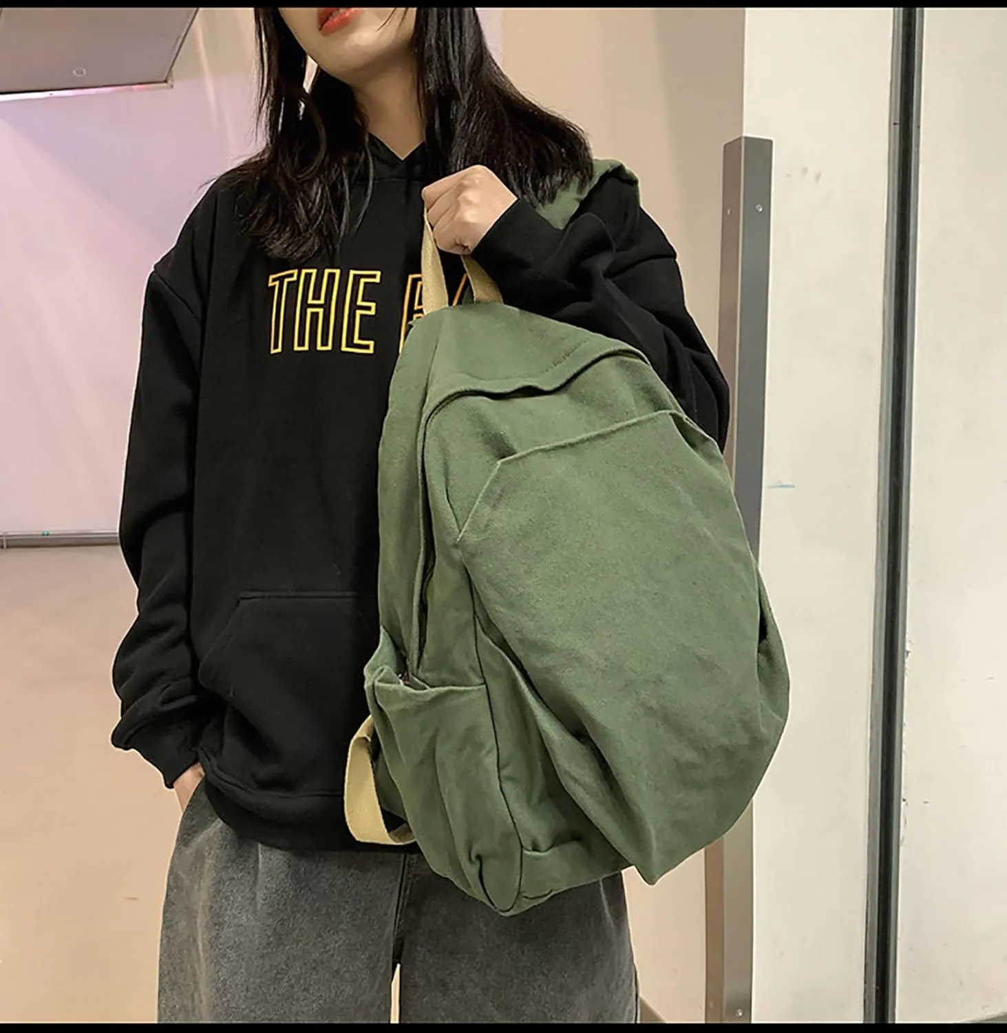 Lightweight Travel Canvas Backpack Vintage Daypack YK2 Backpack Multipurpose Adjustable Shoulder Straps Backpack Travel Green