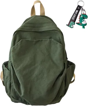 Lightweight Travel Canvas Backpack Vintage Daypack YK2 Backpack Multipurpose Adjustable Shoulder Straps Backpack Travel Green