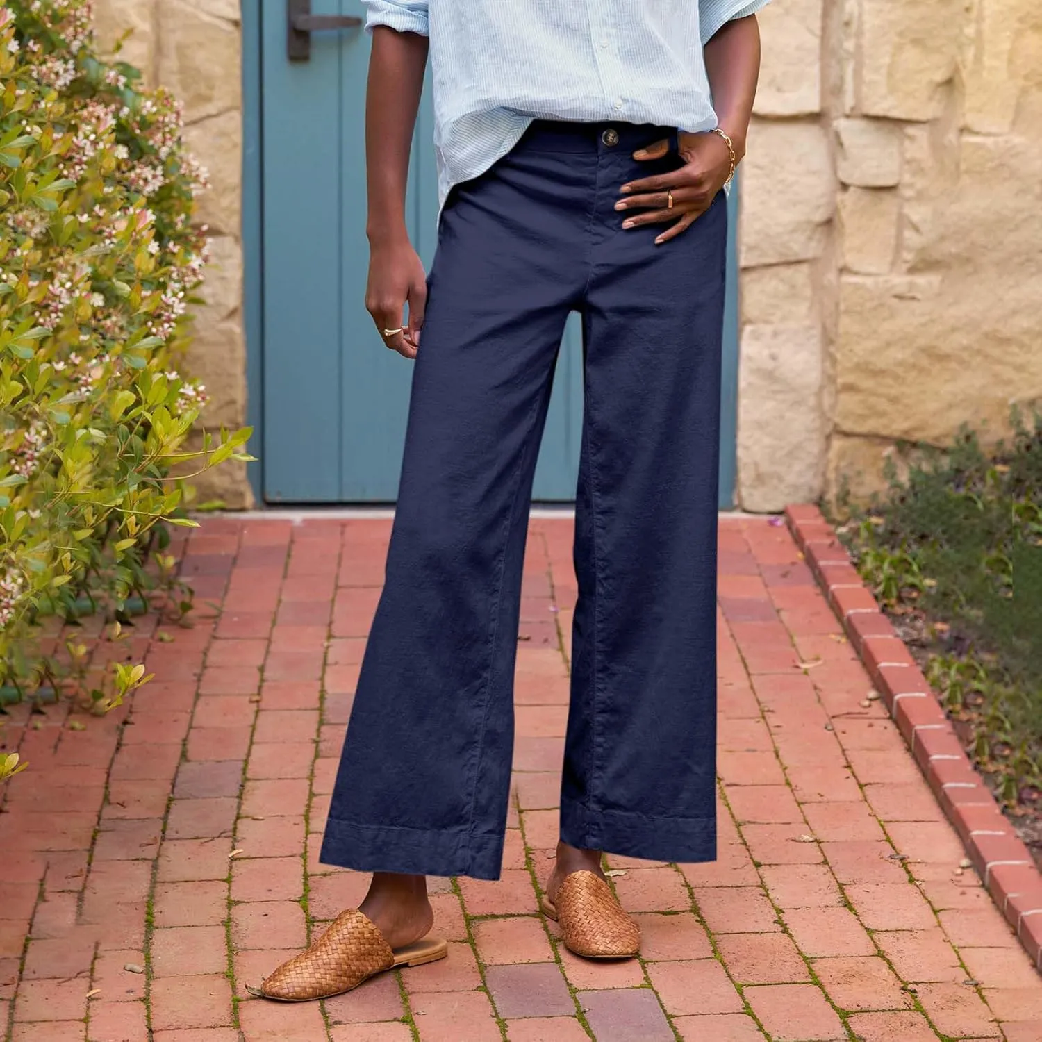 Linen Pants for Women, Peasant Pants Casual Linen Clothes Straight Leg Cotton