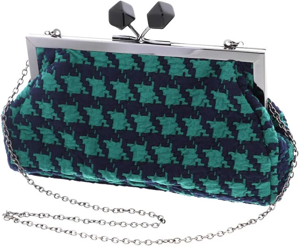 Li'Shay Oversized Houndstooth Clutch Evening Bag - Green