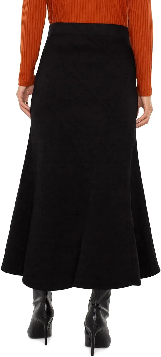 Liverpool Women's Pull on Seamed Mermaid Maxi Skirt Mid Rise Silky Soft Denim