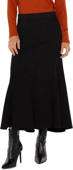 Liverpool Women's Pull on Seamed Mermaid Maxi Skirt Mid Rise Silky Soft Denim