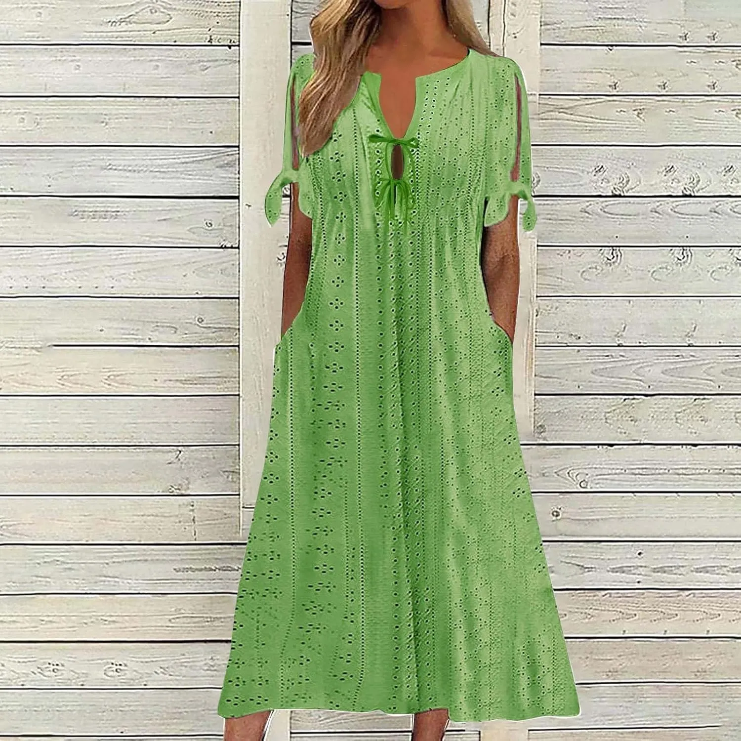 Long Maxi Long Dresses for Women 2025 Trendy Short Sleeve Eyelet Tshirt Dress Casual Summer Beach Vacation Sundresses