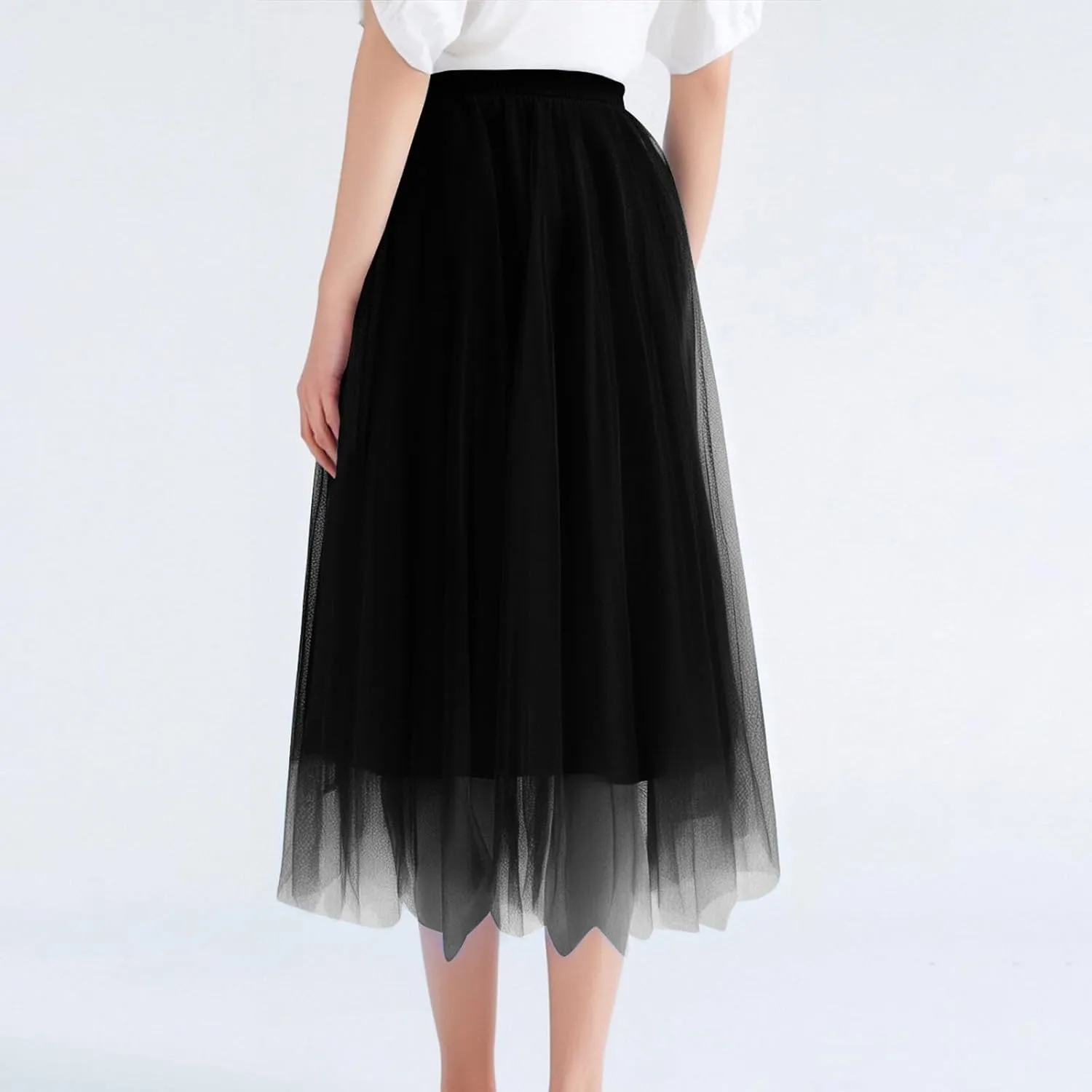 Long Tutu Skirts for Women Formal Dance Party Skirt Elastic Waist Layered Prom Midi Tutu Skirt
