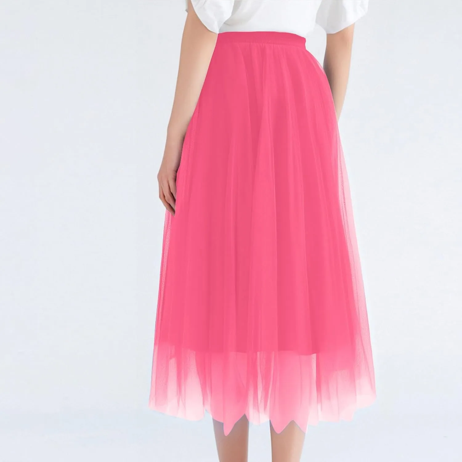 Long Tutu Skirts for Women Formal Dance Party Skirt Elastic Waist Layered Prom Midi Tutu Skirt