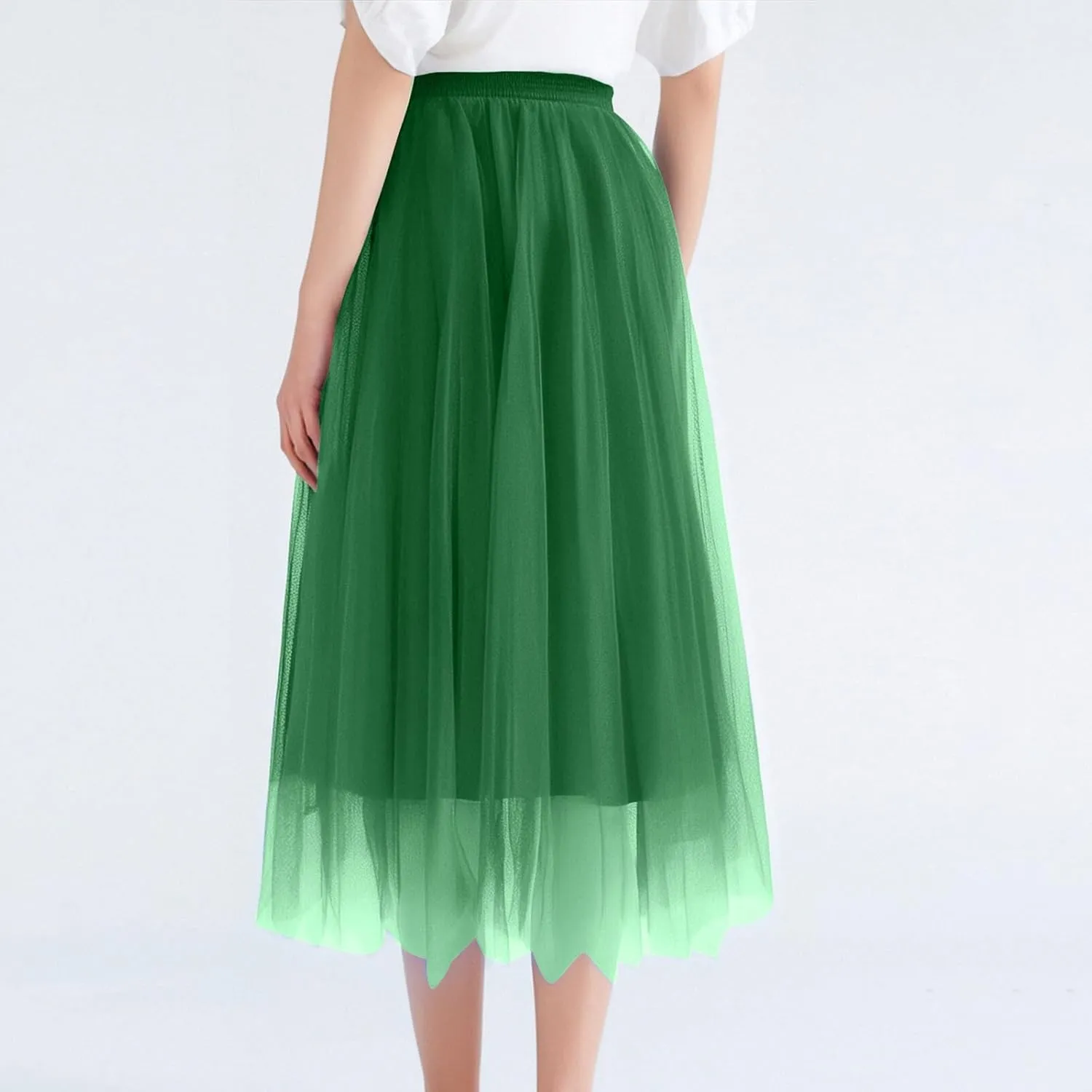 Long Tutu Skirts for Women Formal Dance Party Skirt Elastic Waist Layered Prom Midi Tutu Skirt