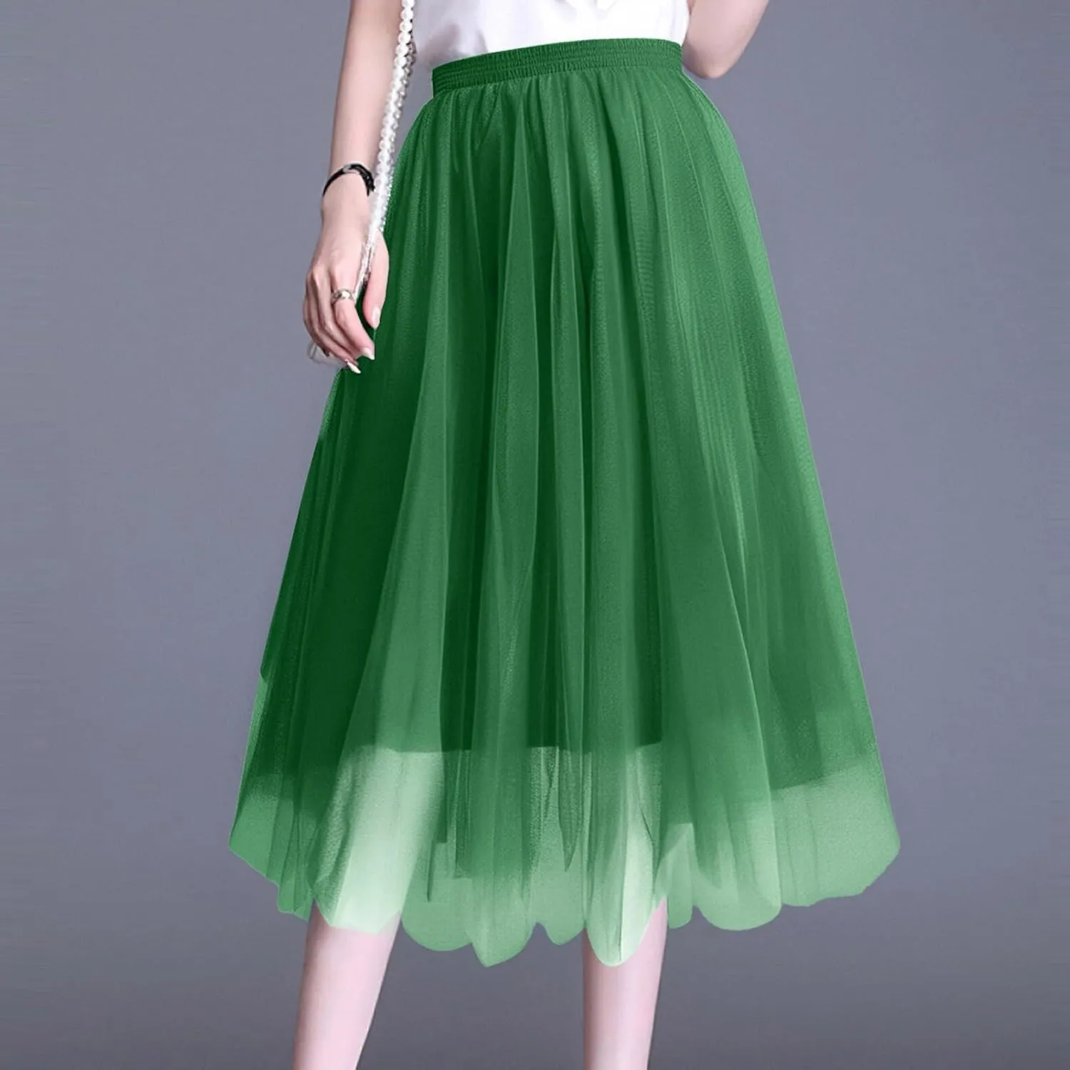 Long Tutu Skirts for Women Formal Dance Party Skirt Elastic Waist Layered Prom Midi Tutu Skirt