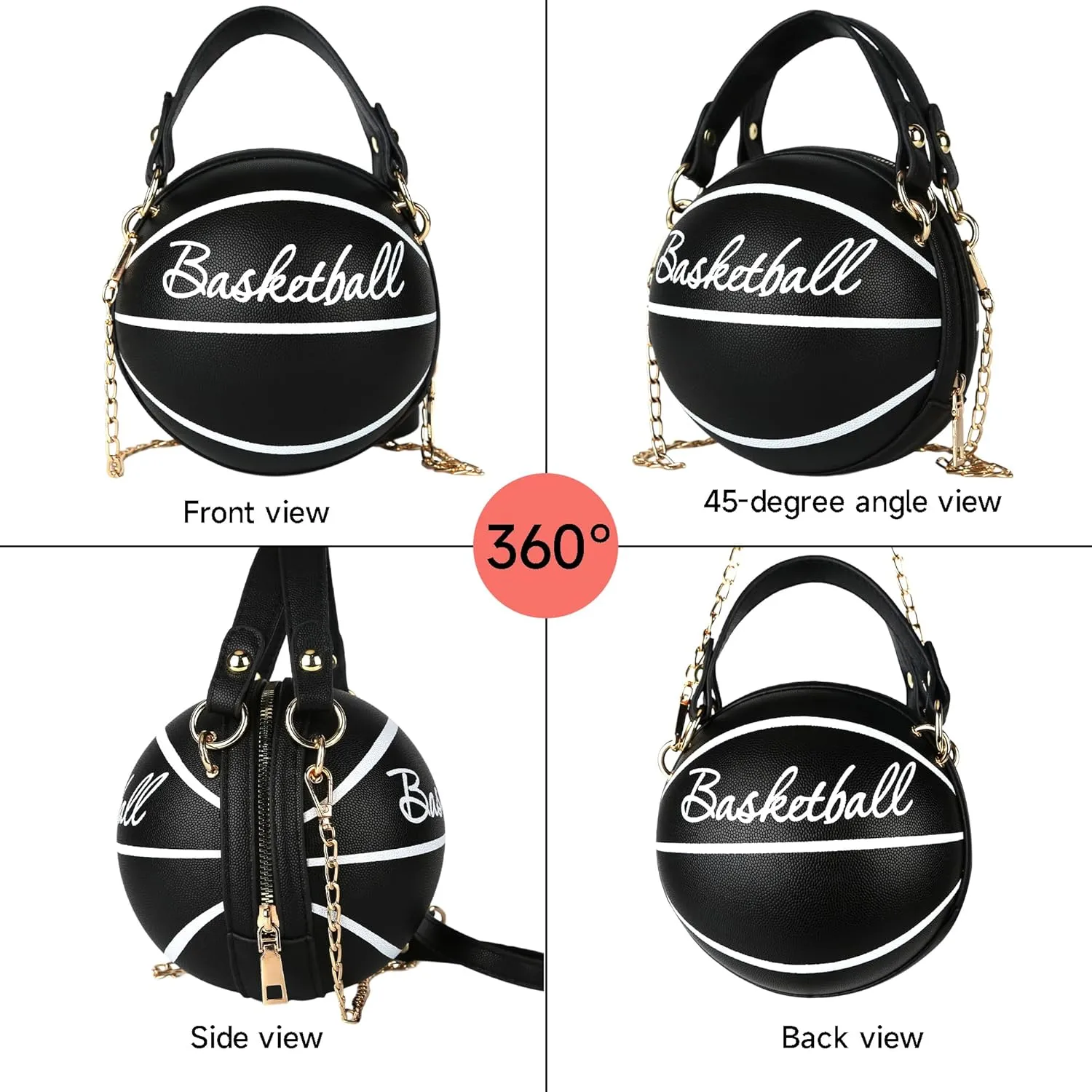 LoveWLC basketball Shaped purse Cross Body Bag,PU Handbag Shoulder Bag for Girls Women