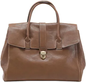 Luxury Black Leather Tote Bag for Women | Large Capacity Designer Handbag | Trendy Work Clutch Purse with Top-Handle(Brown,Medium)