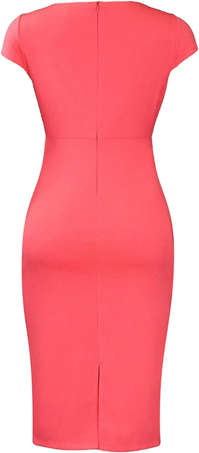 Madam Uniq Women Pencil Dress Plus Size Elegant Business Work Office Dresses Midi Casual Cocktail Bodycon