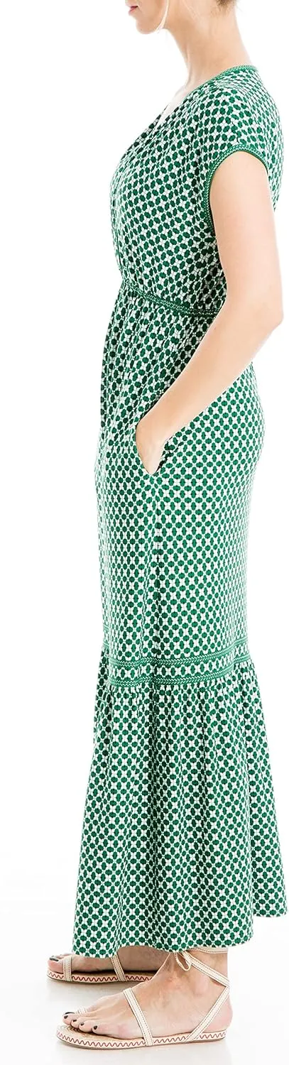 Max Studio Women's Short Sleeve V-Neck Maxi Dress