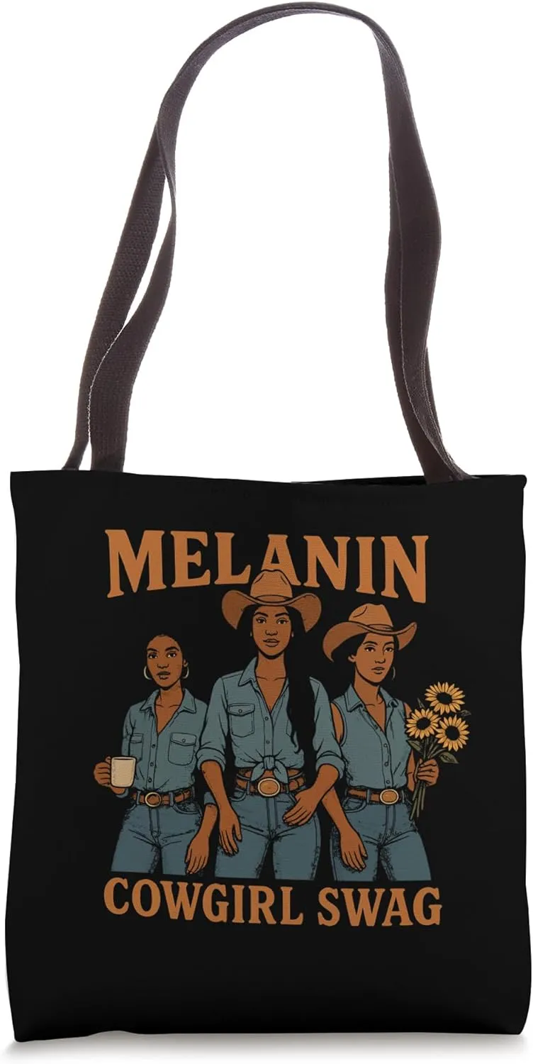 Melanin Cowgirl Swag Western Pride Statement Tote Bag