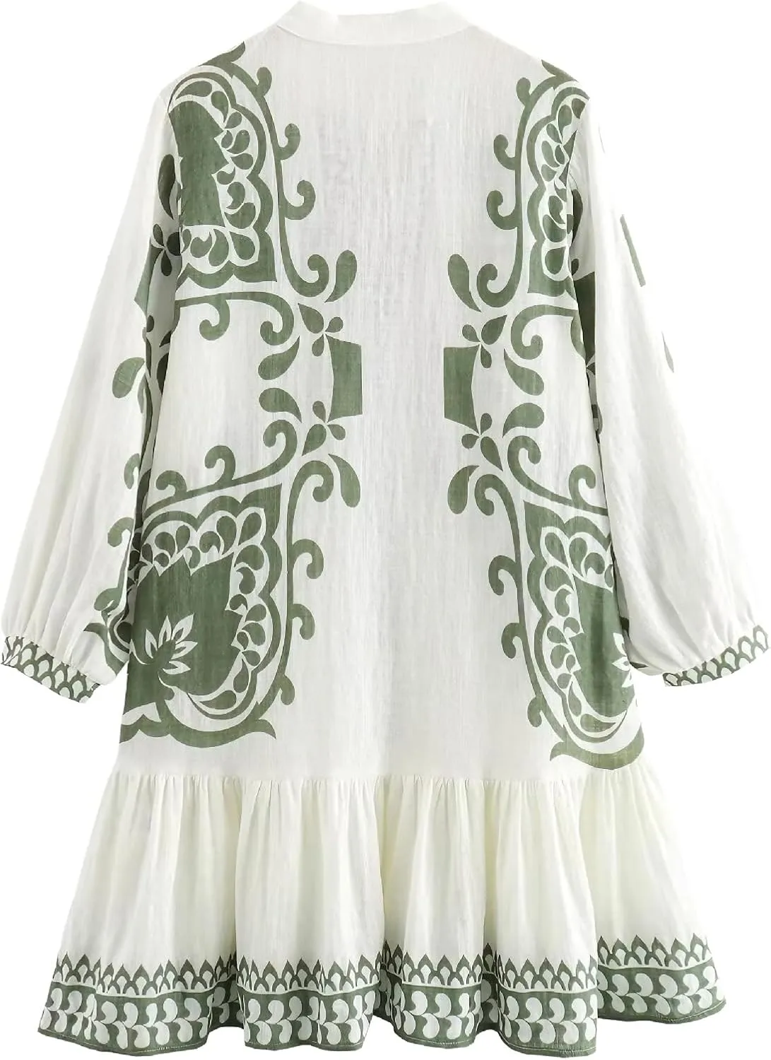 Melliflo Women Summer Spring Ethnic Bohemian Dress Casual Long Sleeve Notched V Neck Floral Print Ruffle Mini Dress 2025