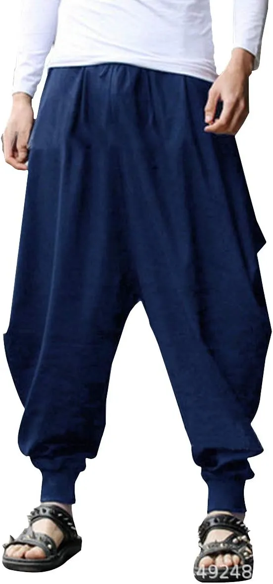 Men Baggy Yoga Harem Athletic Pants Casual Trousers Loose Navy