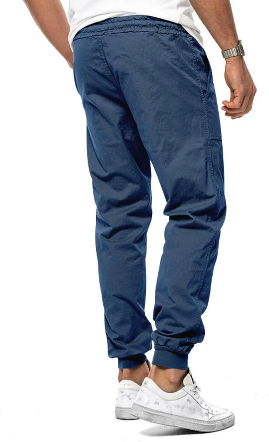 Men's Casual Drawstring Elastic Waist Pants Flat Front Casual Jogger Pants Trousers with Pockets