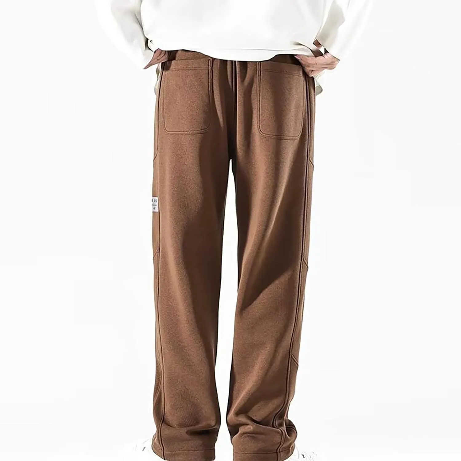 Mens Casual Pants Cargo Drawstring Elastic Waist Pants Linen Summer Beach Pants Open Bottom Casual Pants
