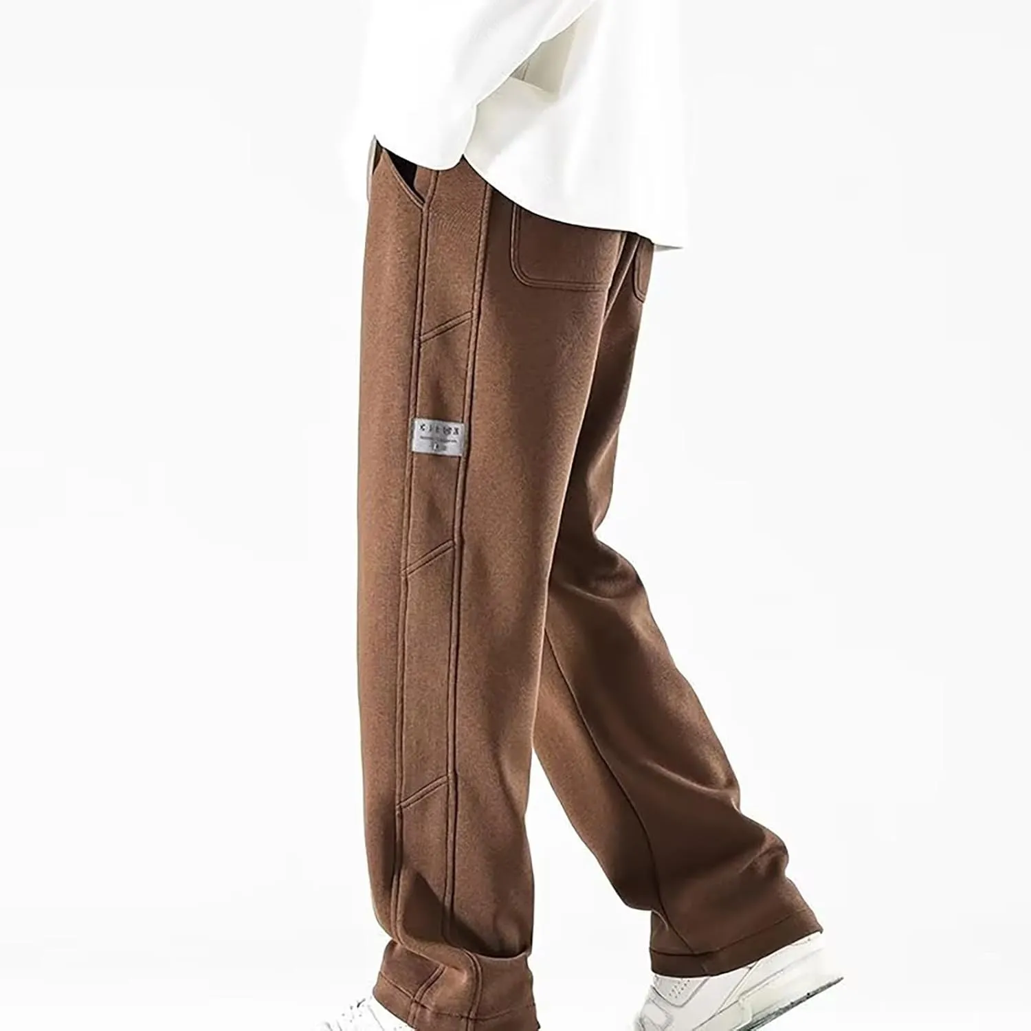 Mens Casual Pants Cargo Drawstring Elastic Waist Pants Linen Summer Beach Pants Open Bottom Casual Pants