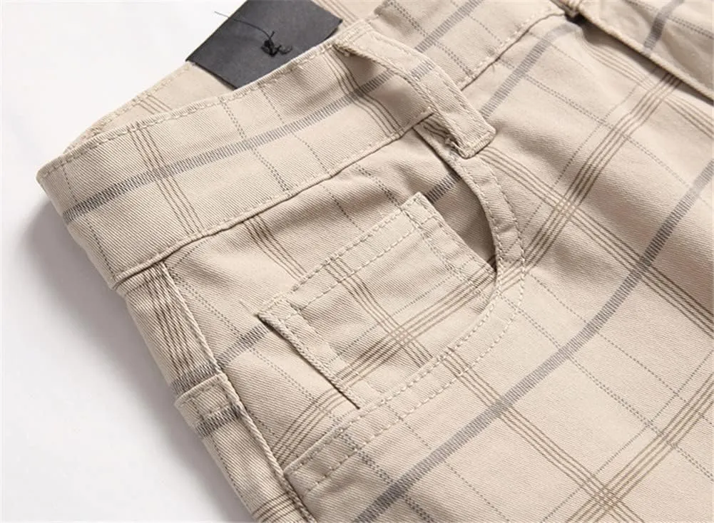 Mens Casual Plaid Chino Business Dress Pants,Fashion Black Stretch Slim Fit Flat Front Skinny Dress Pant for Men