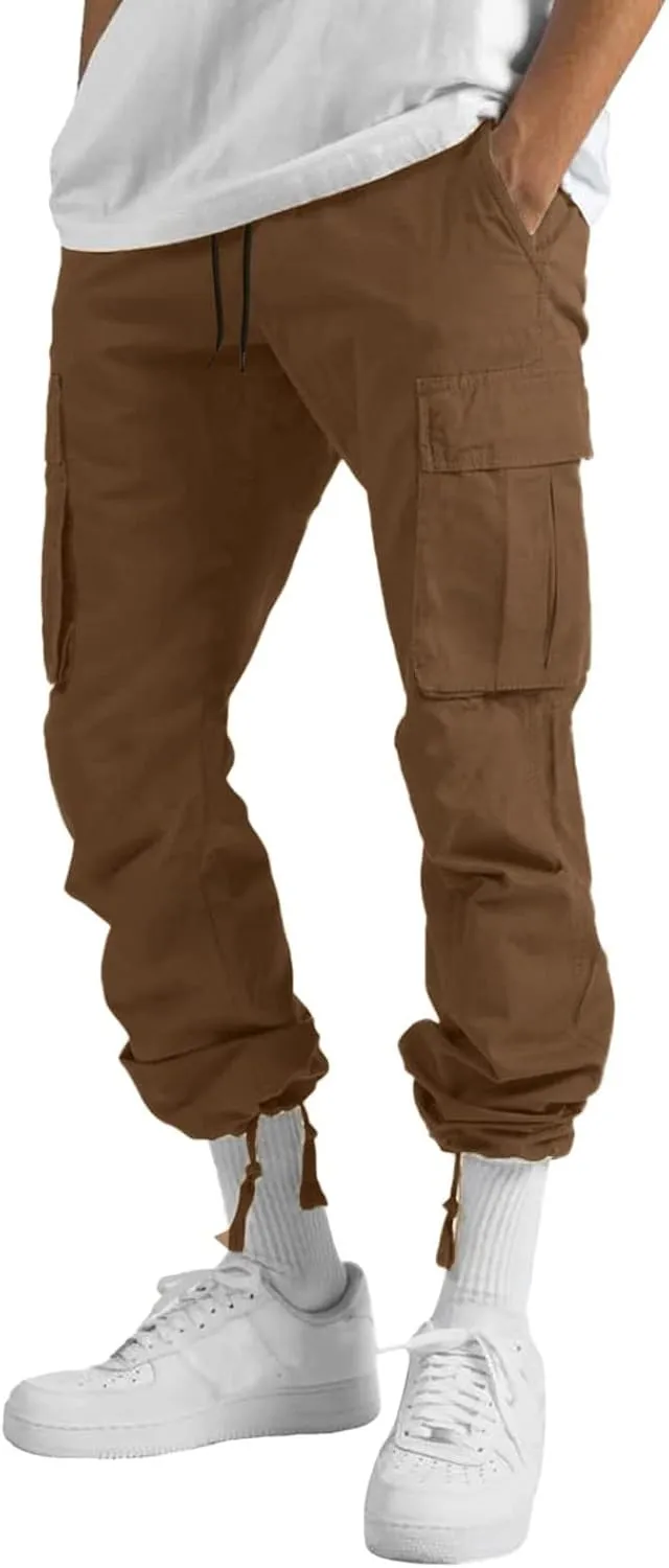 Men's Fashion Cotton Loose Straight Sweatpants with Pockets Drawstring Joggers Fast Dry Trousers Athletic Pants