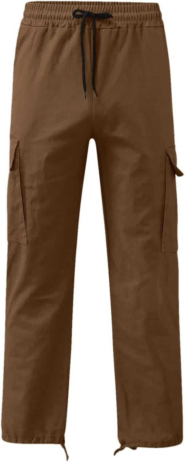 Men's Fashion Cotton Loose Straight Sweatpants with Pockets Drawstring Joggers Fast Dry Trousers Athletic Pants