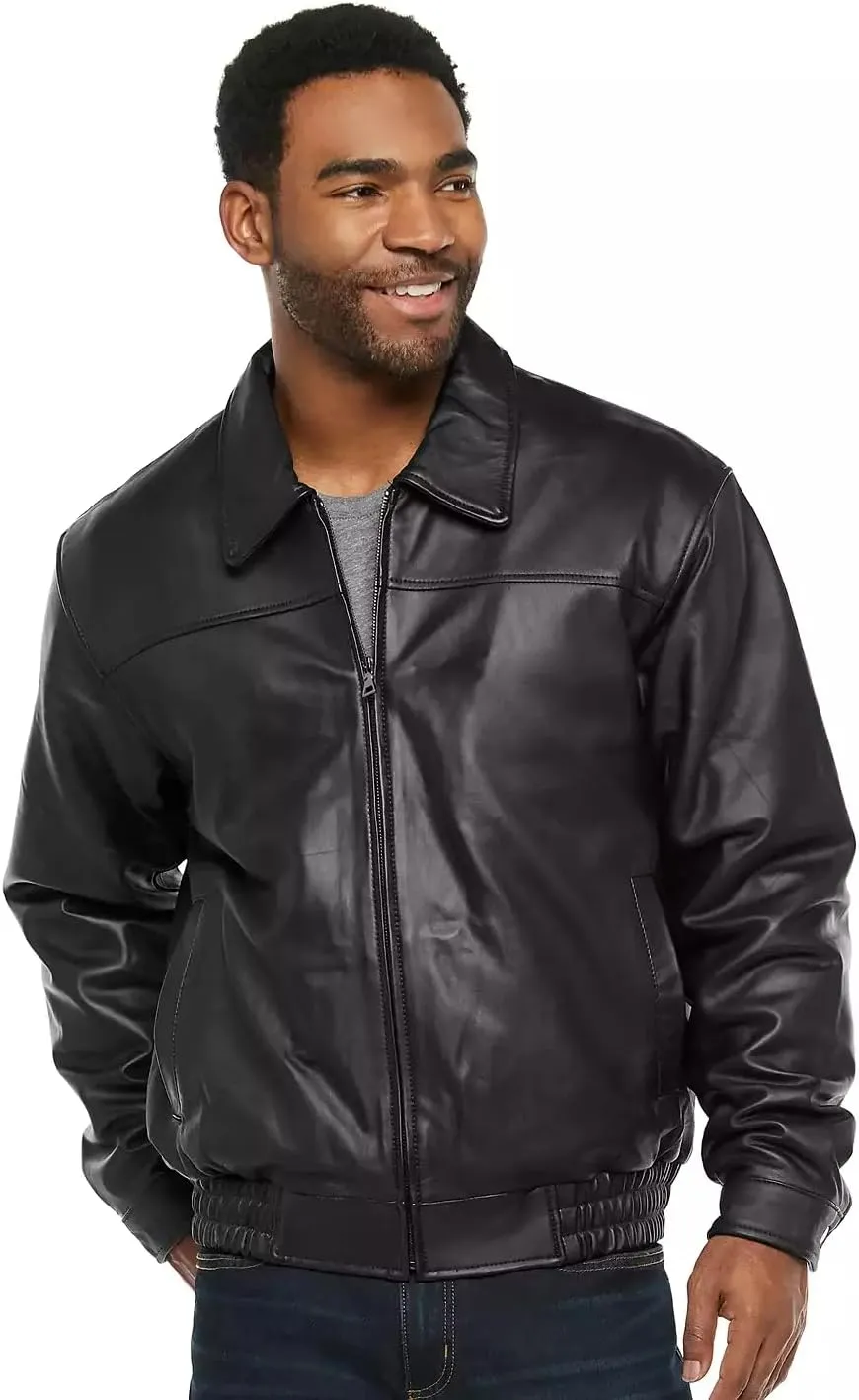 Mens Leather Jacket Mens Genuine Leather Bomber Jacket Motorcycle Jacket With Zip Out Liner