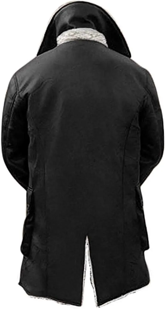 Men's Military Bane Vest Costume Jacket - Tom Knight Rises Winter Shearling Faux Leather Bane Coat Black & Brown