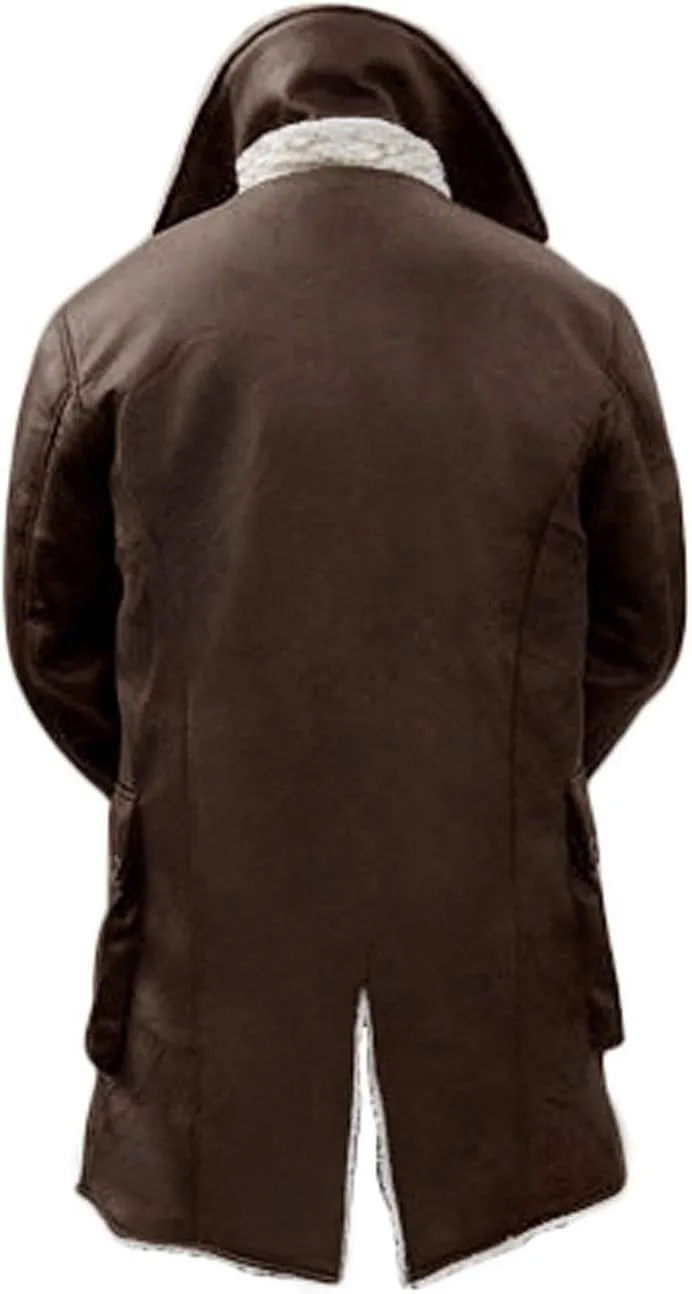 Men's Military Bane Vest Costume Jacket - Tom Knight Rises Winter Shearling Faux Leather Bane Coat Black & Brown