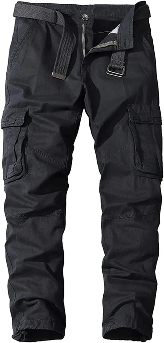 Mens Multi Pockets Cargo Pants Hiking Combat Work Outdoor Trousers Casual Slim Straight Fit Sweatpants