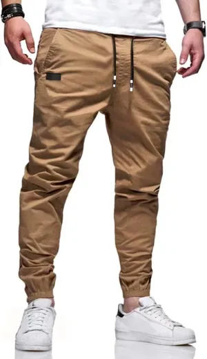 Men's Outdoor Jogging Casual Pants Slim Cargo Workout for Running Sweatpants Hiking