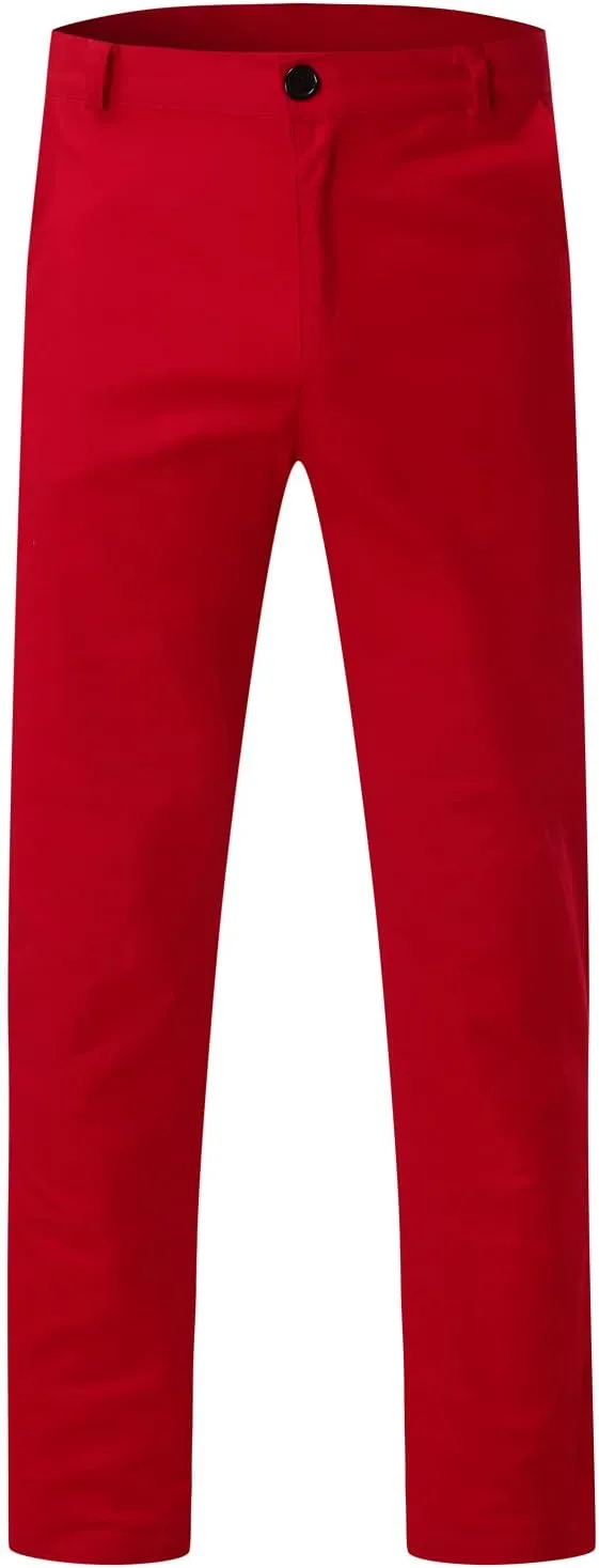 Men's Slim Fit Pants Open Bottom Straight Leg Stretch Waist Pants Solid Chino Casual Tapered Trousers with Pockets