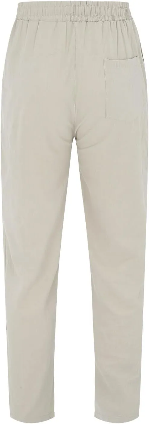 Mens Summer Lightweight Pants Elastic Waist Solid Color Trouser Beach Pants Outdoor Joggers with Pocket