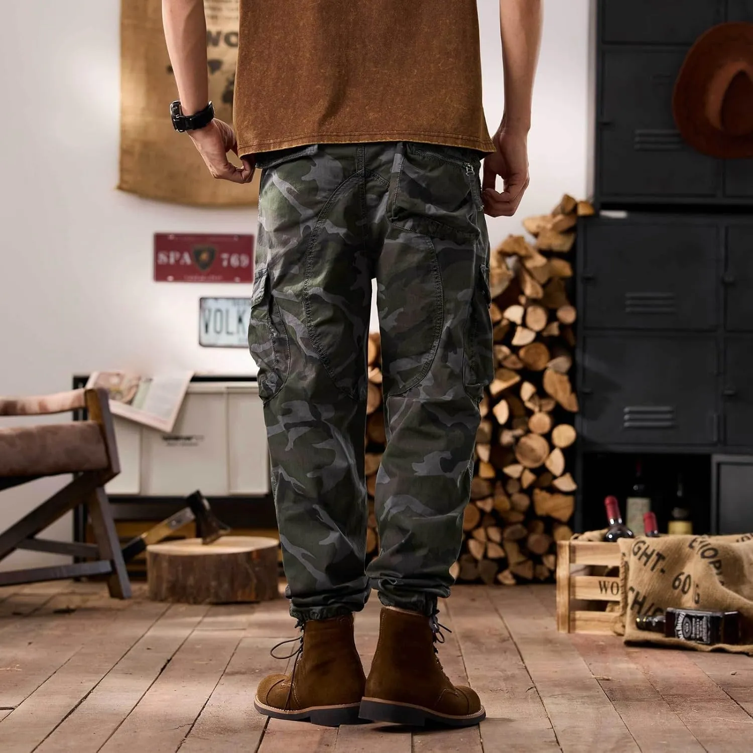Men's Tactical Cargo Pants Hiking Joggers Running Workout Gym Track Pants Summer Lightweight Trousers