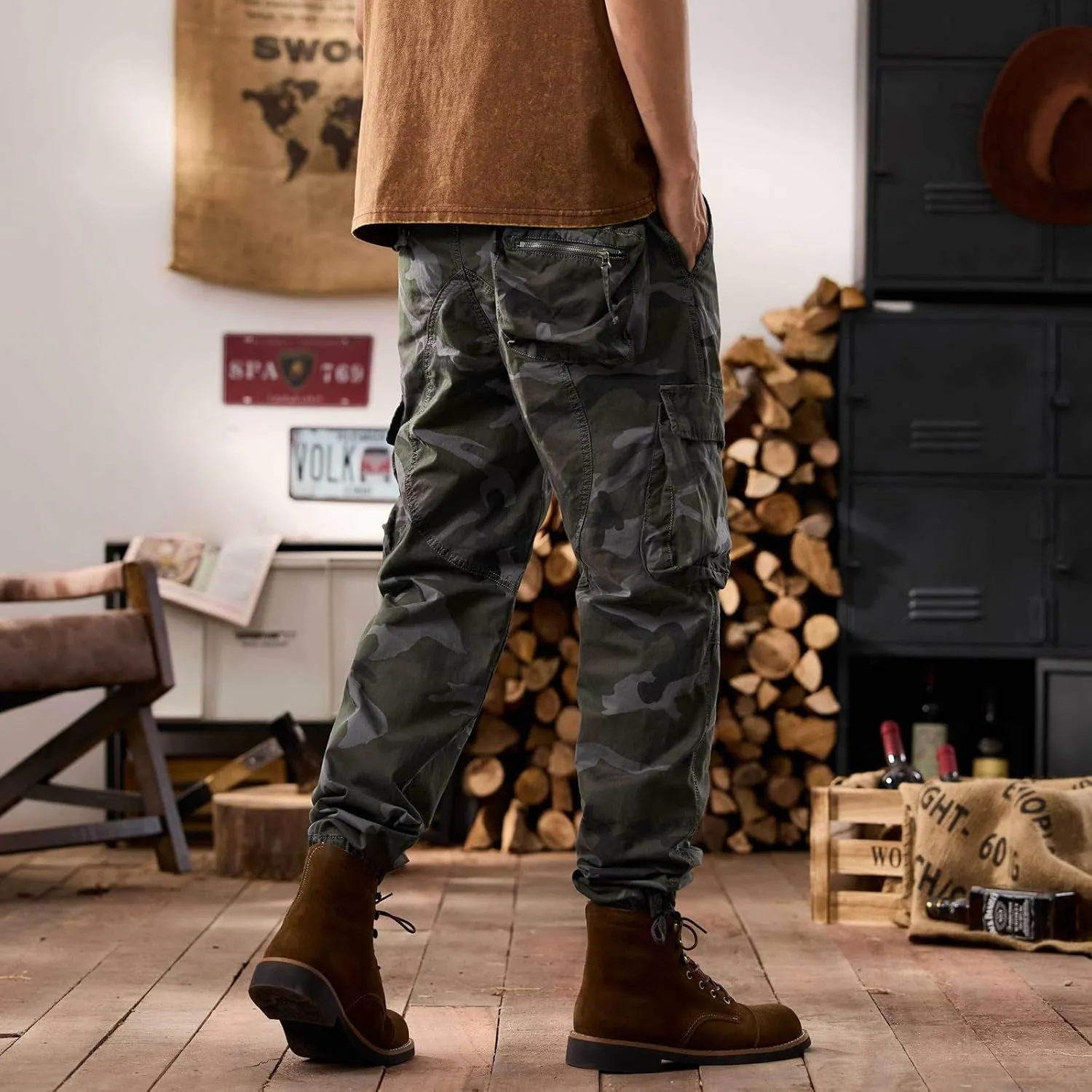 Men's Tactical Cargo Pants Hiking Joggers Running Workout Gym Track Pants Summer Lightweight Trousers