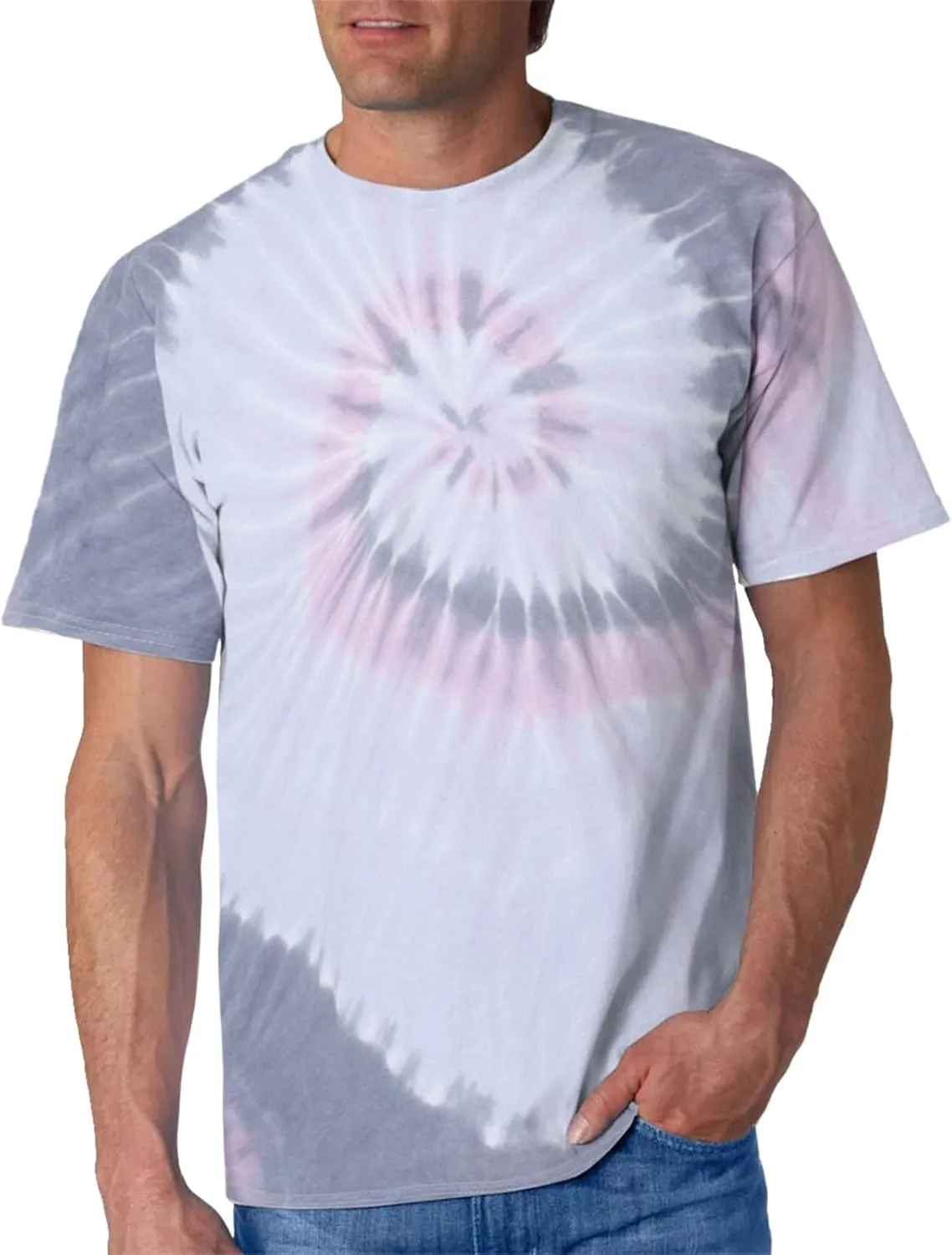Mens Tie Dye T Shirts Plus Size Novelty Printed Tee Short Sleeve Classic Trendy Tshirt Summer Casual Crew Neck Tops