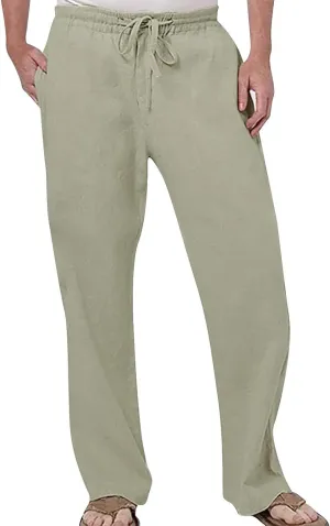 Mens Tuxedo Pants Casual Cotton Linen Pants for Men Summer Elastic Waist Drawstring Yoga Beach Pants Loose Fit Running Trousers Black Chino Pants