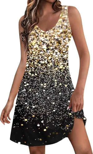 Mini Sundresses for Women Summer Trendy Plus Size Flowy Sexy V Neck Off The Shoulder Sleeveless Floral Short Dress