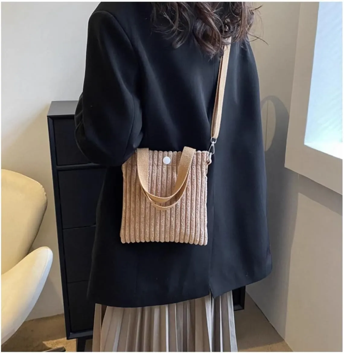 Mini Tote Shoulder for Women Corduroy Crossbody Phone Small Purse
