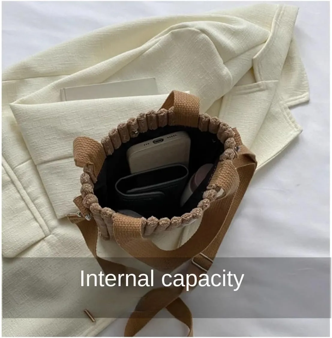 Mini Tote Shoulder for Women Corduroy Crossbody Phone Small Purse