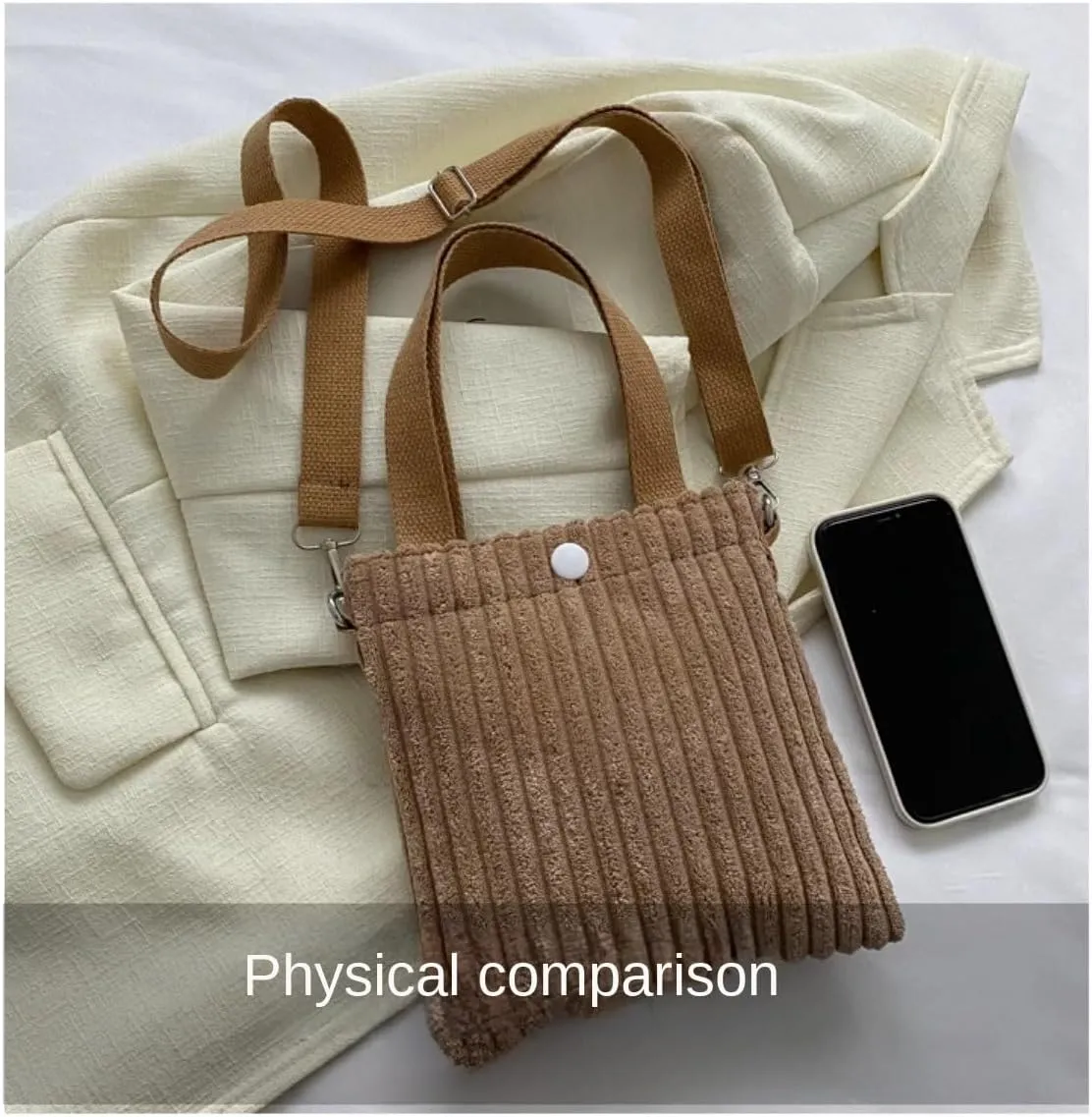 Mini Tote Shoulder for Women Corduroy Crossbody Phone Small Purse