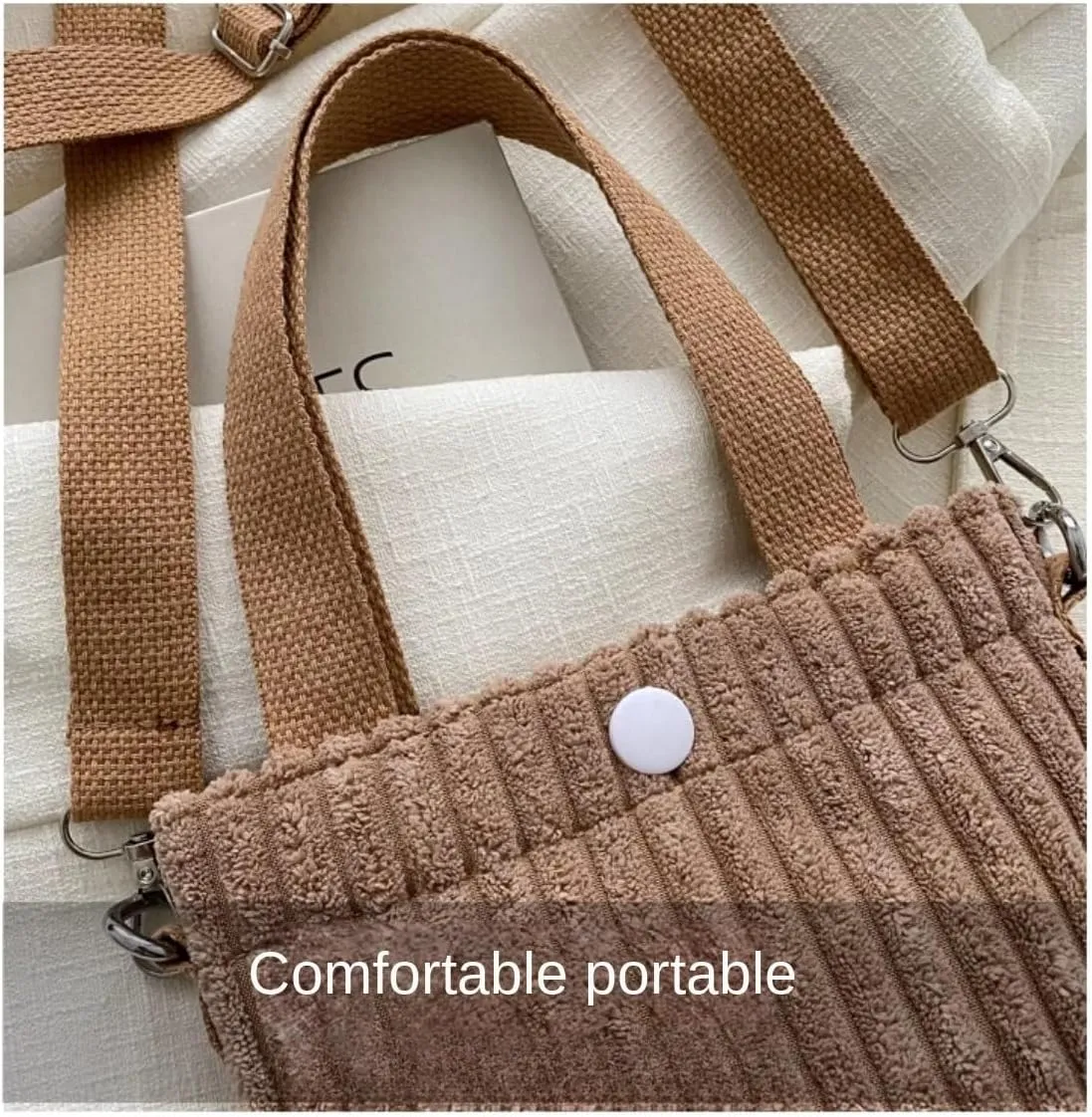 Mini Tote Shoulder for Women Corduroy Crossbody Phone Small Purse