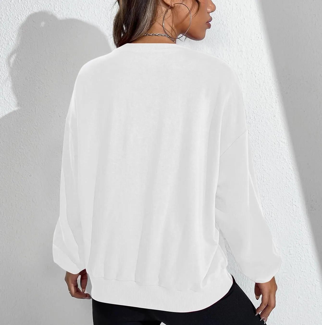 MISSACTIVER Womens Letter Graphic Print Sweatshirt Loose Long Sleeve Round Neck Drop Shoulder Fleece Casual Pullover